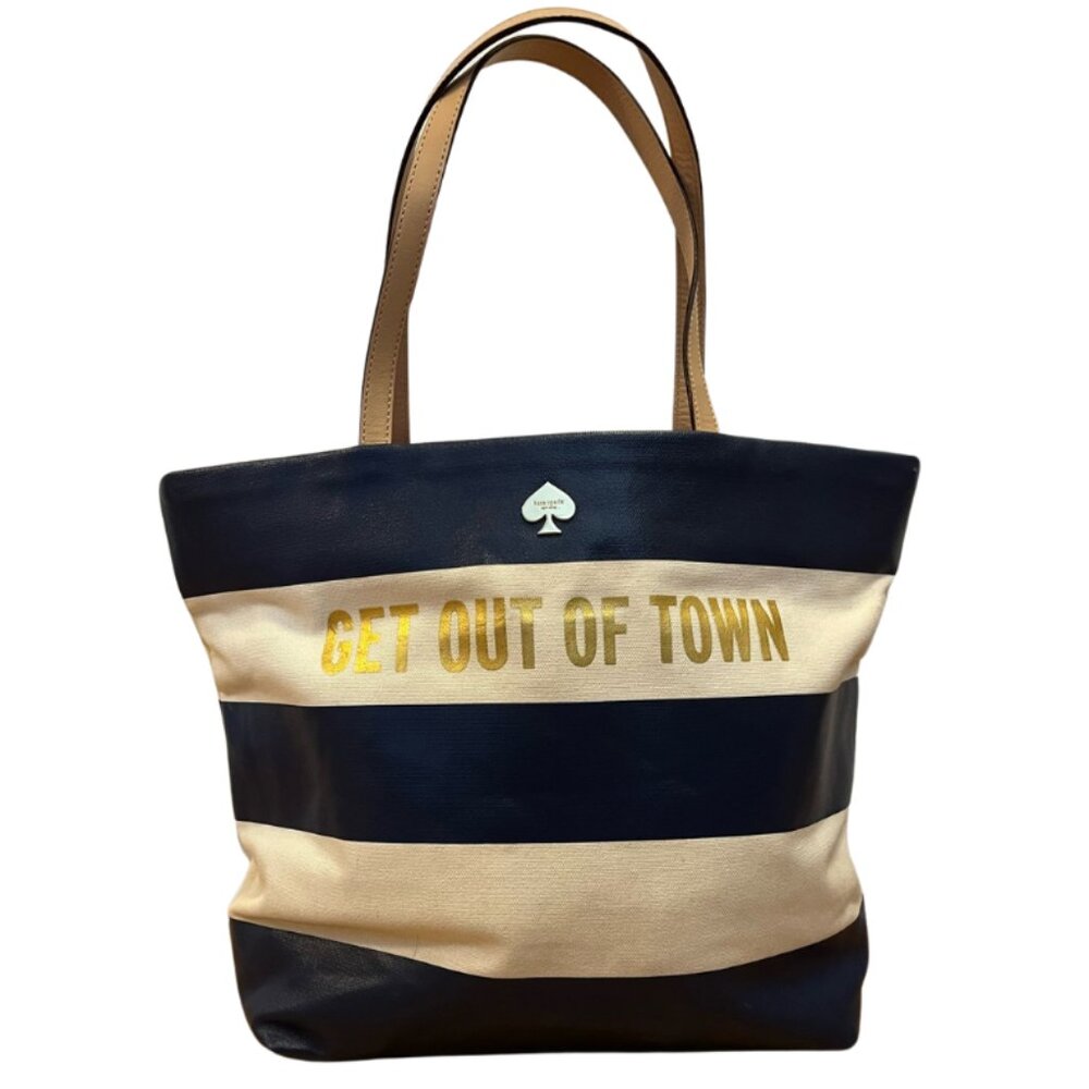 KATE SPADE Get Out Of Town Large Striped Tote